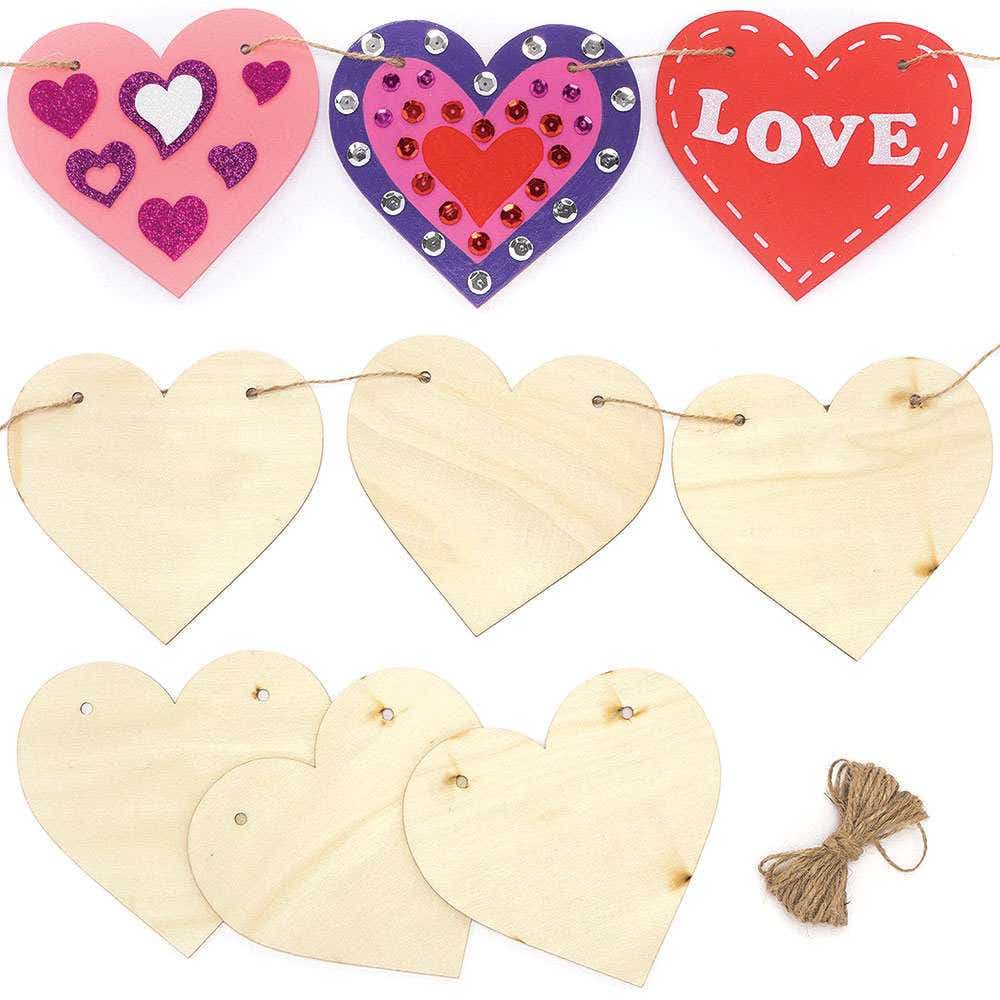 Heart Wooden Bunting (Per pack) Party Decorations