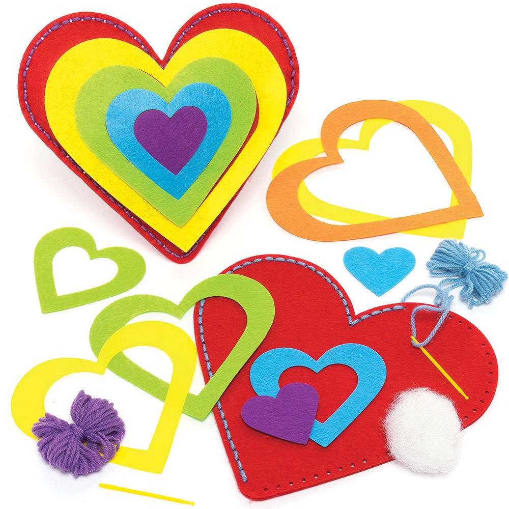 Rainbow Heart Cushion Sewing Kits (Pack of 2) Sewing & Weaving Craft Kits