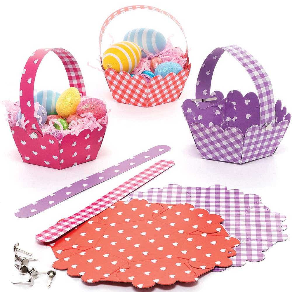 Heart Basket Kits (Pack of 8) Easter Crafts For Kids 4 assorted colours - Red, Pink, Purple & Light Pink
