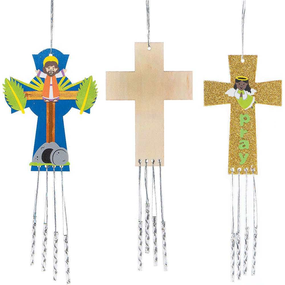 Cross Wooden Windchimes (Pack of 4) Decoration Craft Kits