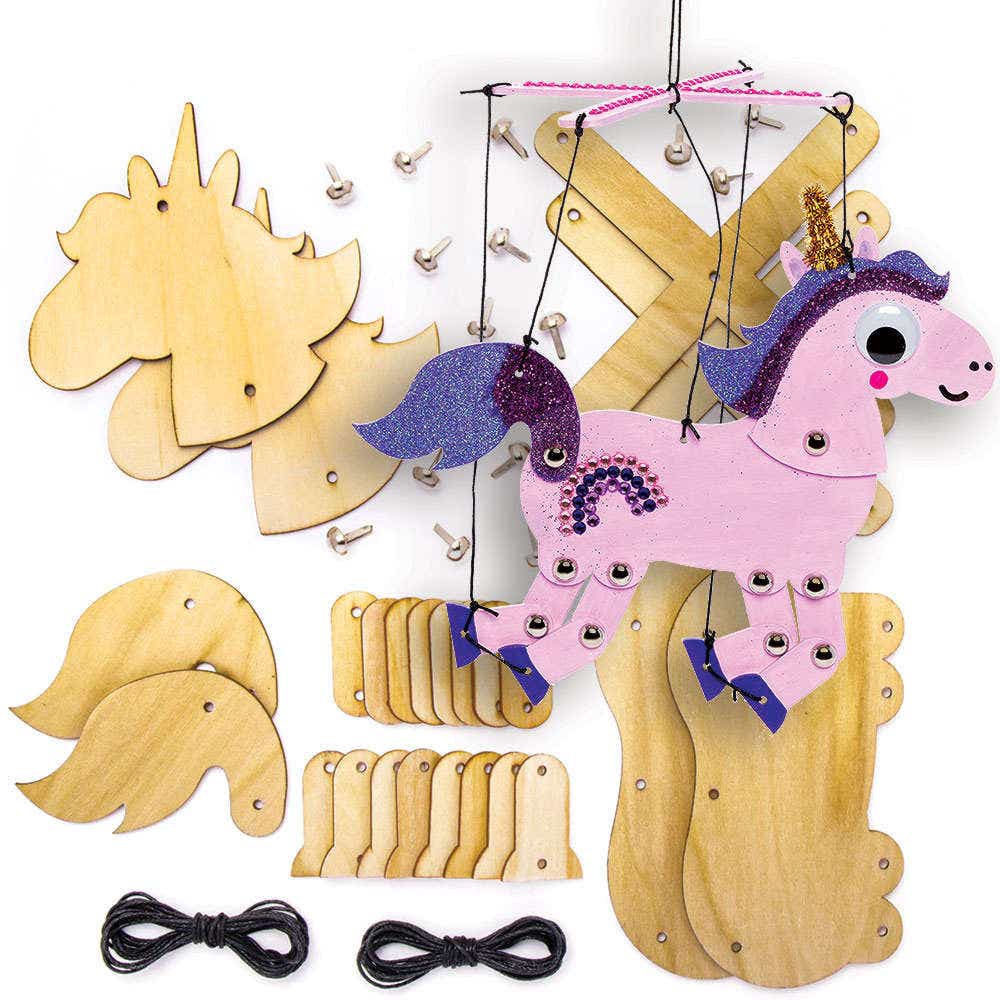 Dancing Unicorn Wooden Marionette Kits (Pack of 2) Art Craft Kits
