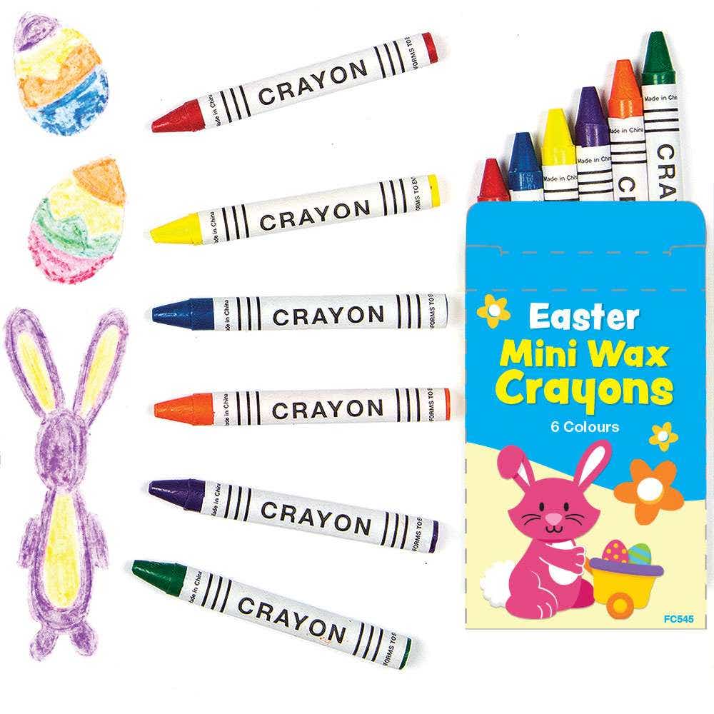 Easter Mini Wax Crayons (Pack of 10 Boxes) Party Bag Sized, 6 Assorted Colours