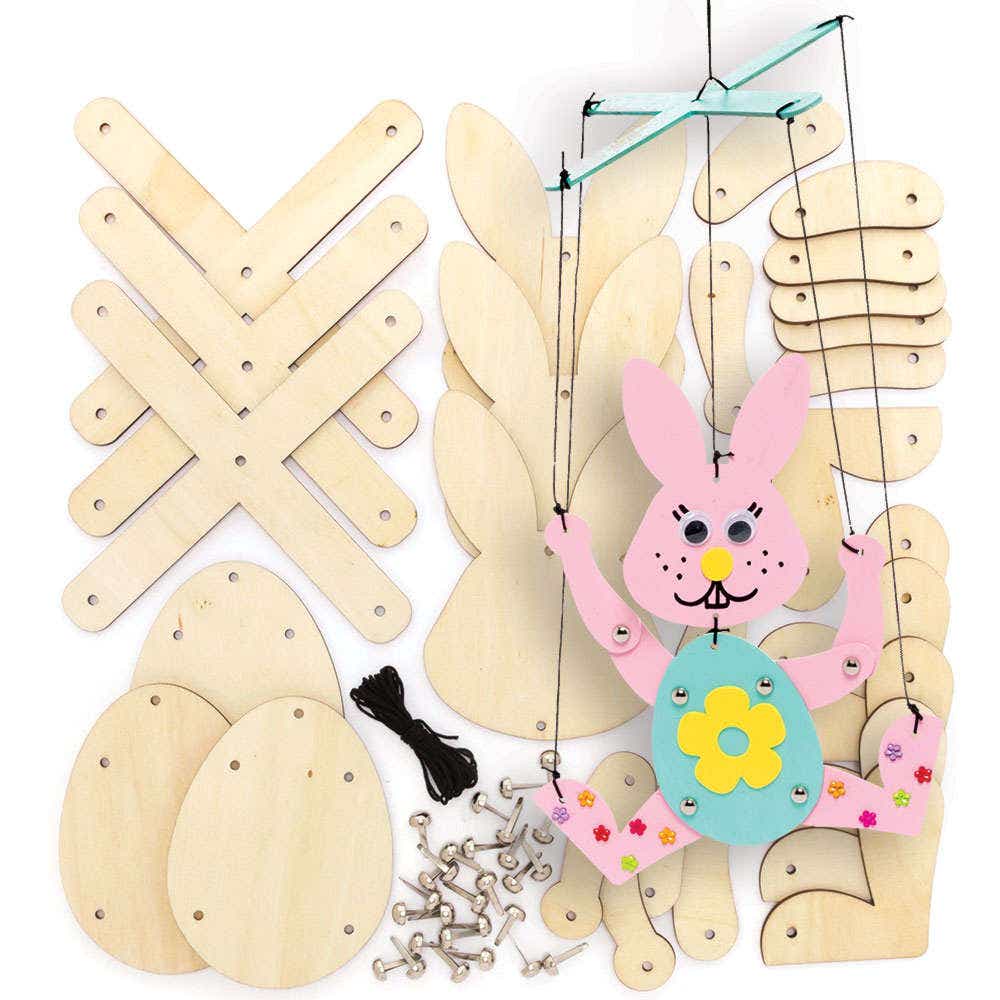 Bunny Wooden Marionette Kits (Pack of 3) Easter Crafts For Kids