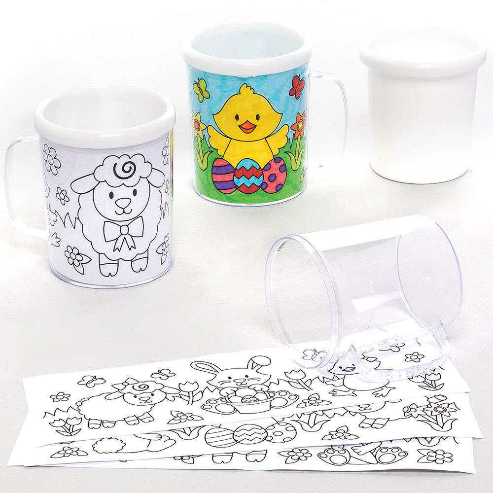 Easter Colour-in Mugs (Pack of 3) Decorate & Personalise Your Own Easter-Themed Mugs, 3 Designs, Great Gift