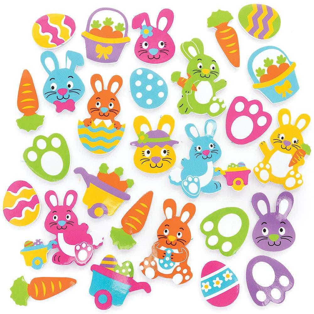 Easter Bunny Foam Stickers (Pack of 200) 40 Assorted Designs, Easy Peel, Stick & Decorate