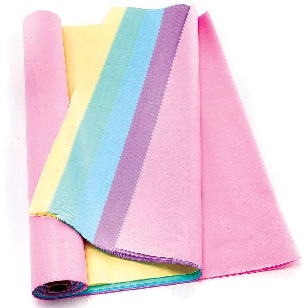 Pastel Tissue Paper Bumper Value Roll (Per roll) Paper & Card 5 assorted pastel colours - Blue, Pink, Yellow, Purple & Green