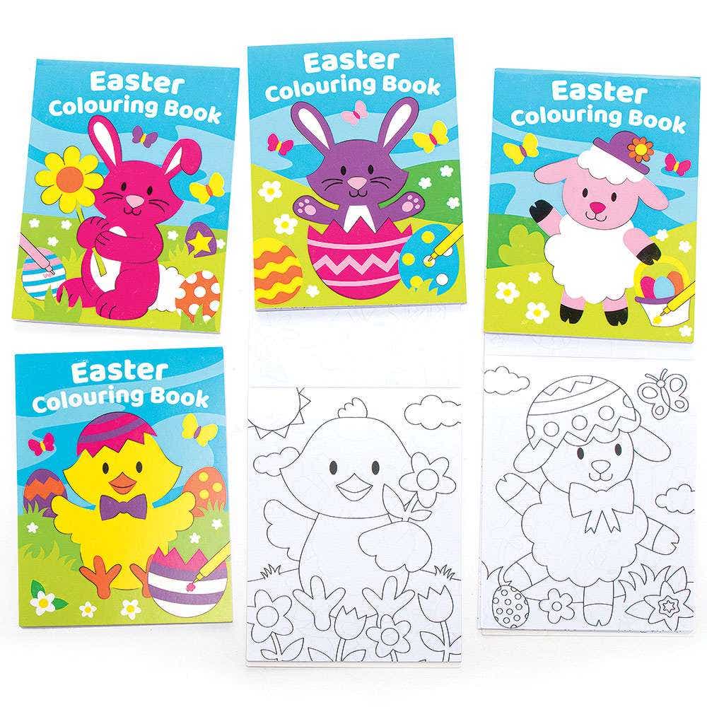Easter Mini Colouring Books (Pack of 12) Easter Toys, 20 Pages per Book, 4 Assorted Designs, Party Bag Filler/Prizes