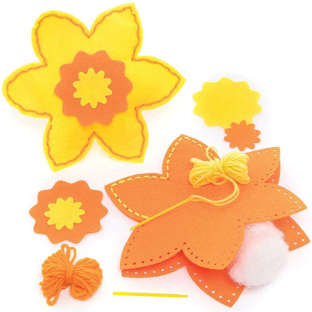 Daffodil Cushion Sewing Kits (Pack of 2) Sewing & Weaving Craft Kits 2 assorted colours - Yellow & Orange