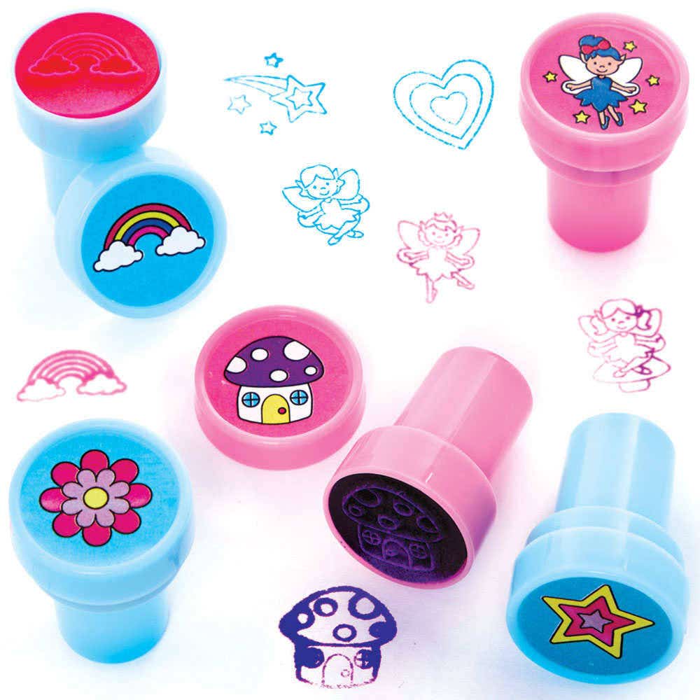 Fairy Self-Inking Stampers (Pack of 10) Small Toys 3 assorted ink colours - Blue, Pink & Purple