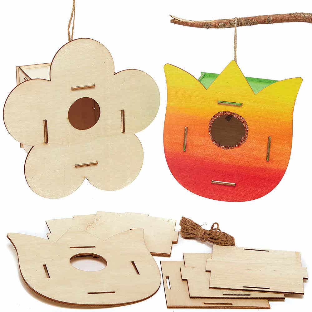 Flower Wooden Bird House Kits (Pack of 2) Nature Craft Kits