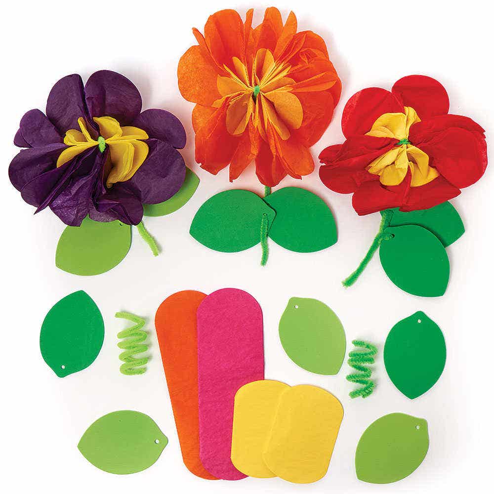 Flower Tissue Paper Kits (Pack of 6) Paper & Card 7 assorted flower colours - Red, Purple, Blue, Pink, Orange and Light Pink