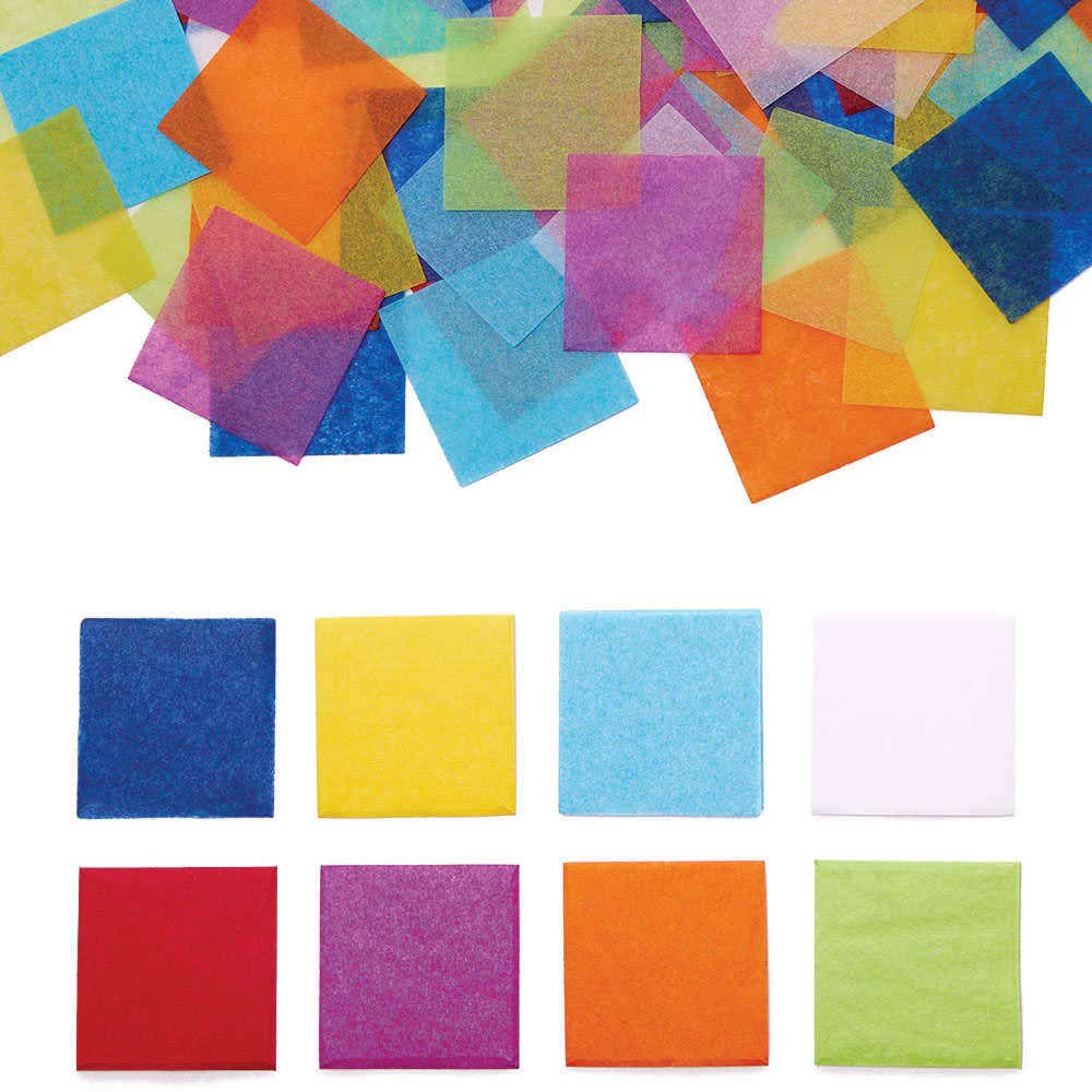 Rainbow Colours Mini Tissue Paper Squares (Pack of 4000) Paper & Card 8 assorted colours - Red, Yellow, Green, Blue, Violet, Orange, Indigo & White