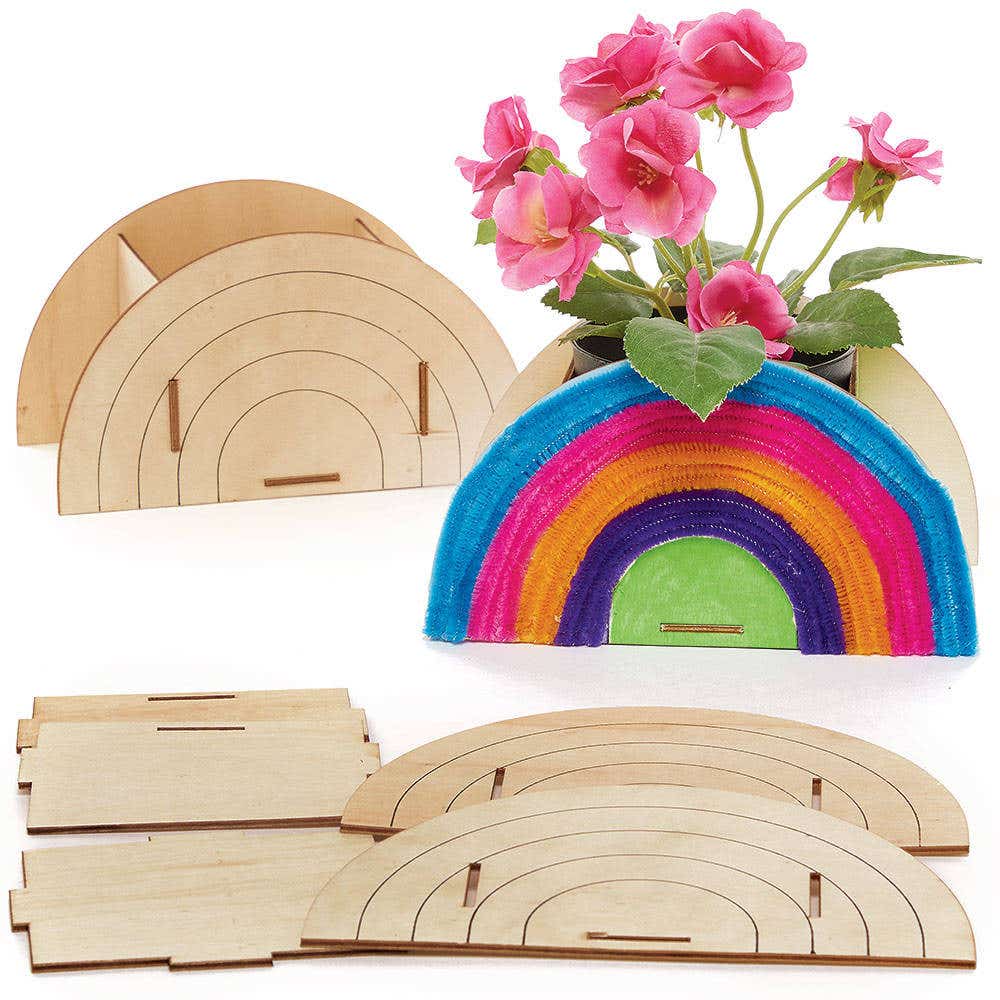 Rainbow Wooden Flowerpot Kits (Pack of 3) Nature Craft Kits