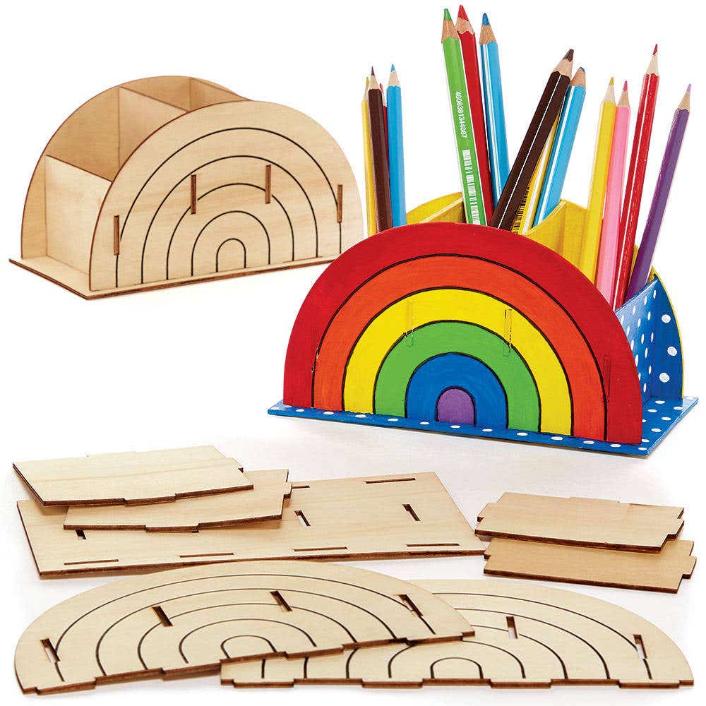 Rainbow Wooden Pen Pot Kits (Pack of 2) Art Craft Kits