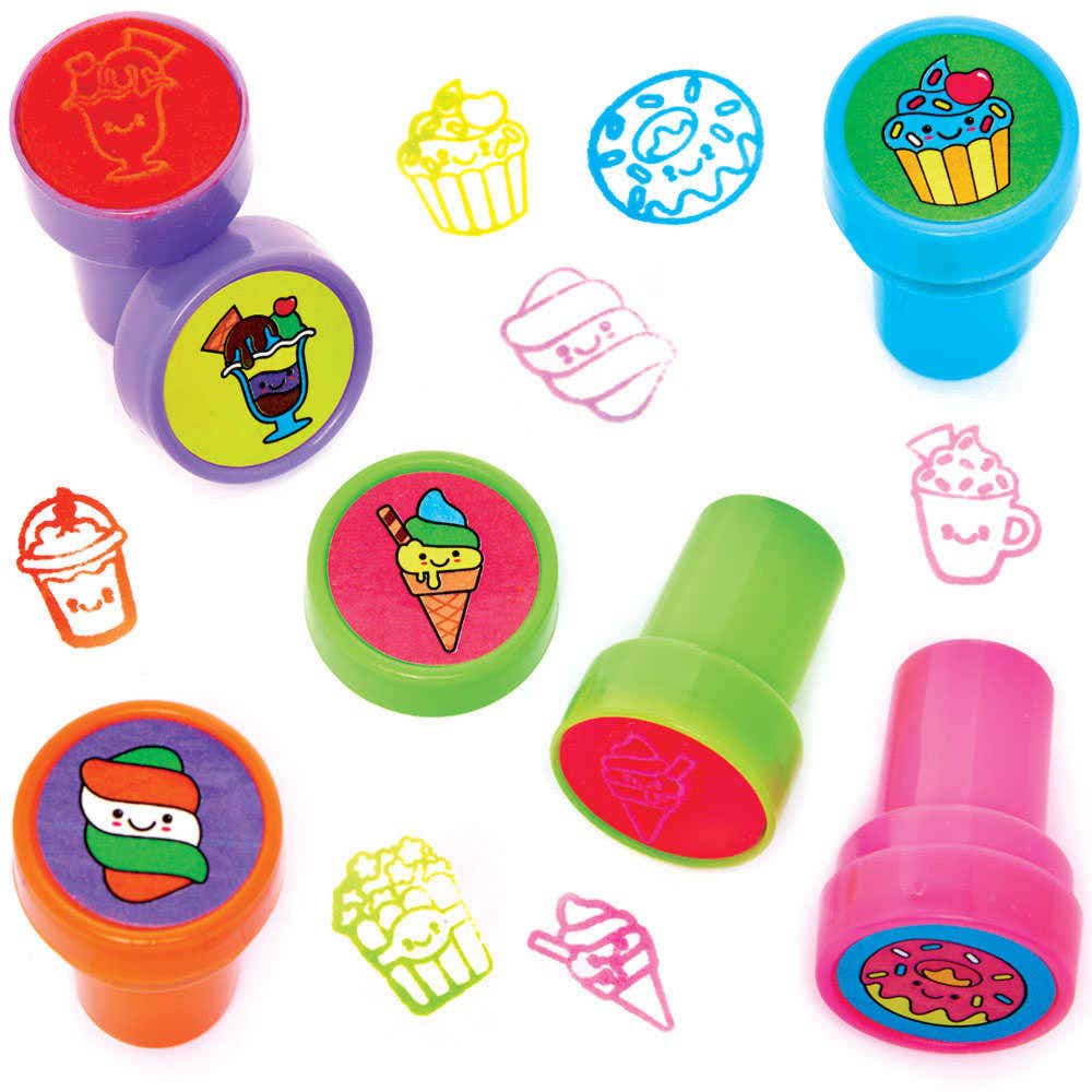 Sweet Treats Self-Inking Stampers (Pack of 10) Small Toys 5 assorted ink colours - Blue, Pink, Orange, Green & Purple