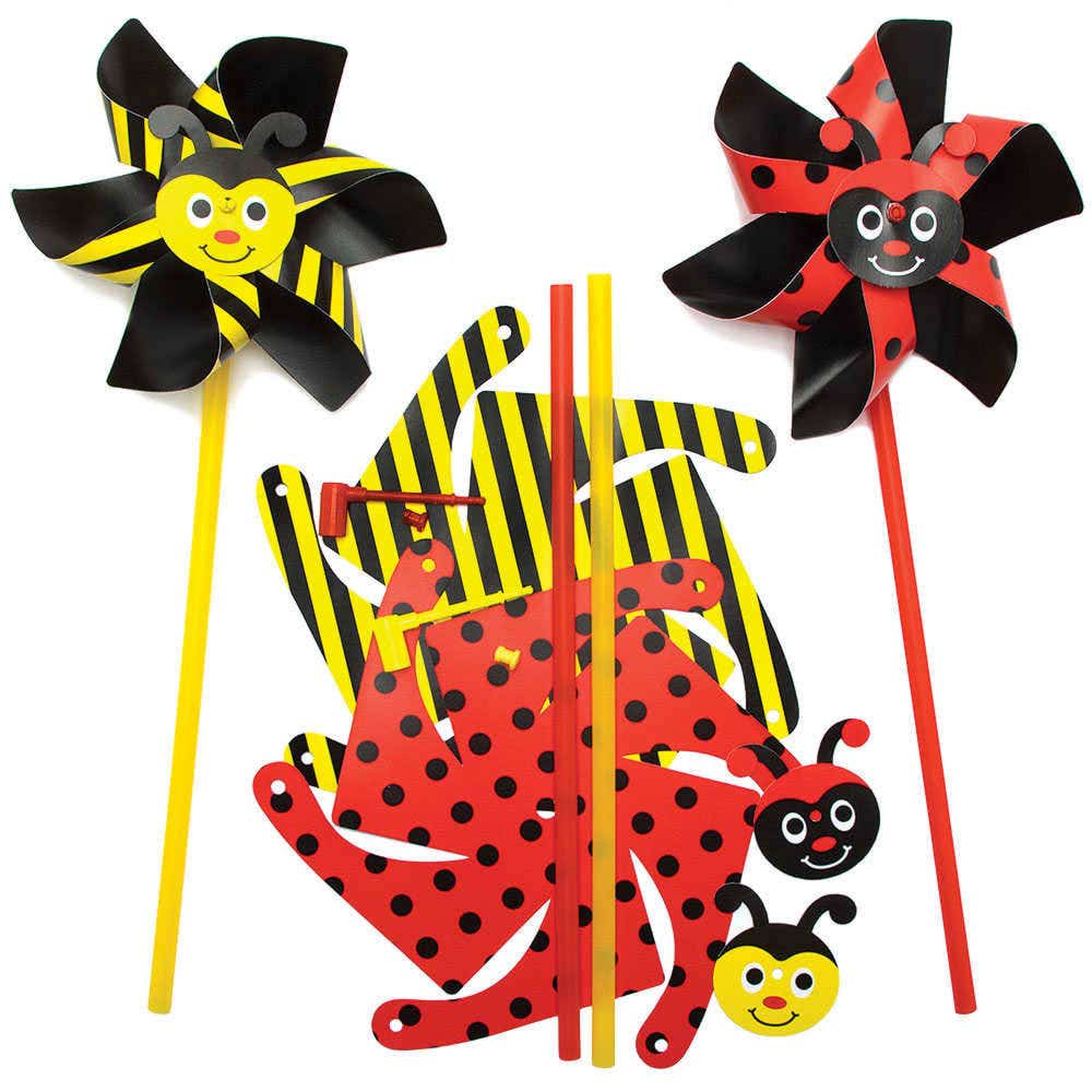 Bumble Bee & Ladybird Windmill Kits (Pack of 6) Nature Craft Kits