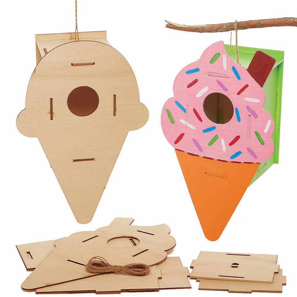 Ice Cream Wooden Bird House Kits (Pack of 2) Nature Craft Kits