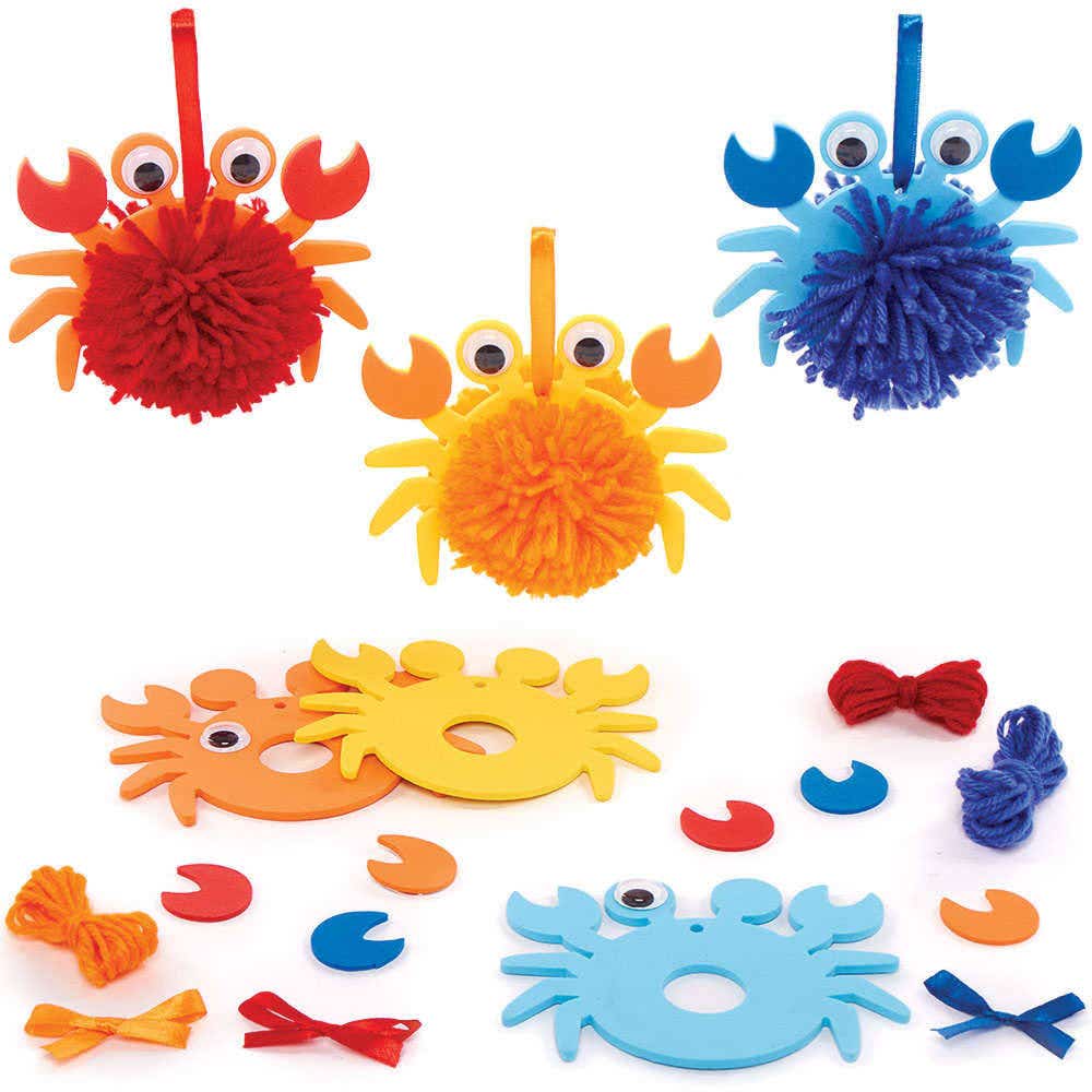 Crab Pom Pom Kits (Pack of 3) Art Craft Kits