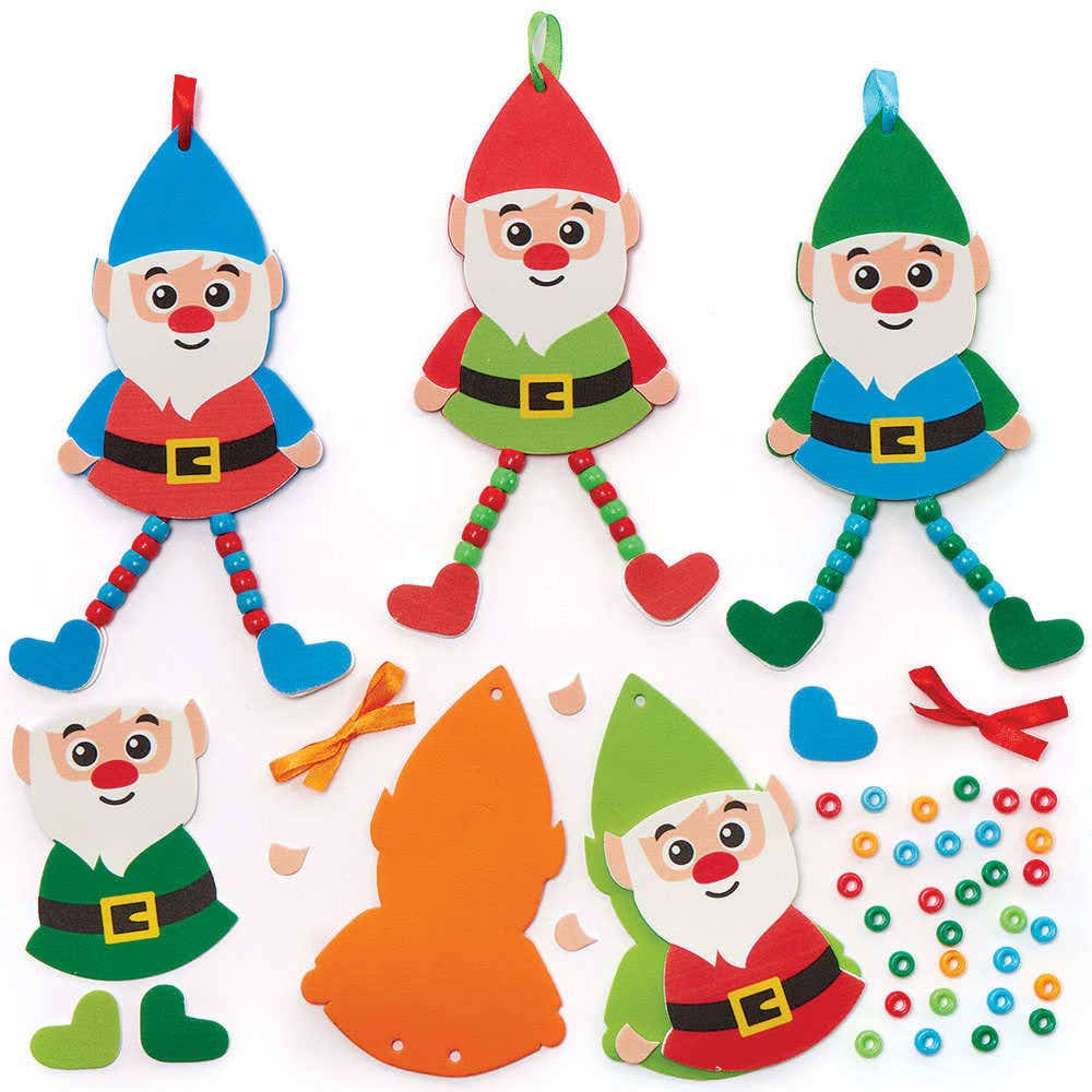 Gnome Dangly Legs Kits (Pack of 5) Decoration Craft Kits 5 assorted colours - Light Green, Dark Green, Blue, Orange & Red