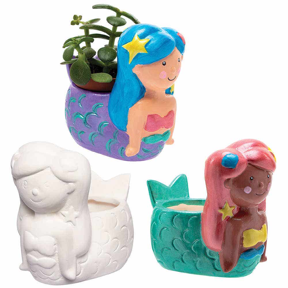 Mermaid Ceramic Flowerpots (Box of 3) Nature Craft Kits