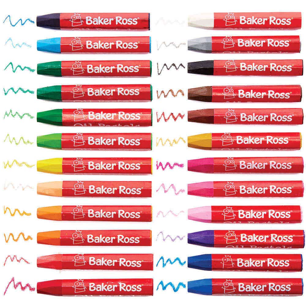 Oil Pastels (Pack of 24) Tapered End Oil Pastels, 24 Assorted Colours, Soft Texture, 7.5cm Length