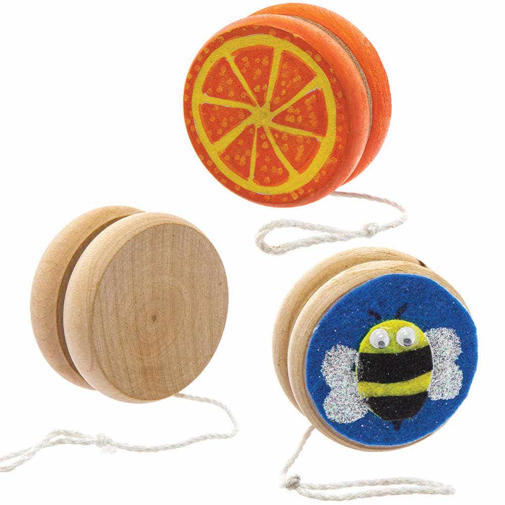 Wooden YoYo Spinning Tops (Pack of 4) Pocket Money Toys