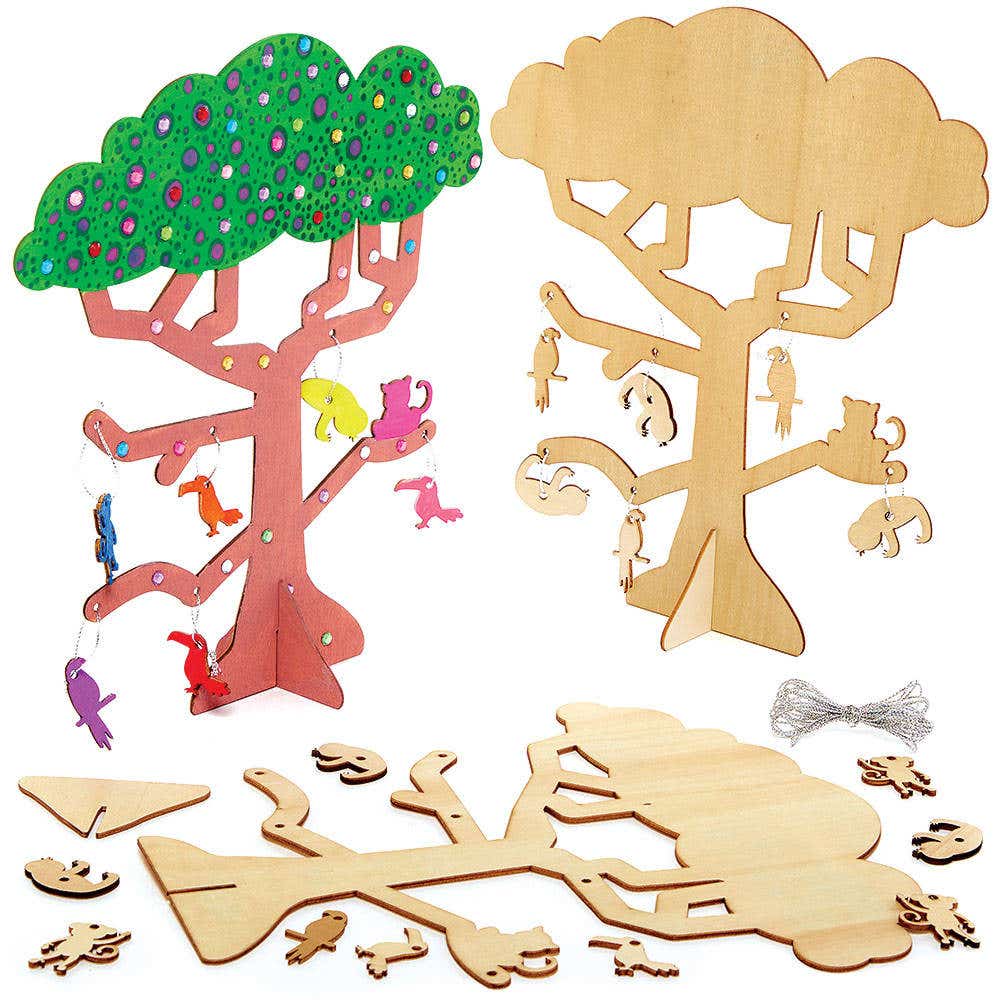 Jungle Animal Wooden Tree Kits (Pack of 2) Art Craft Kits