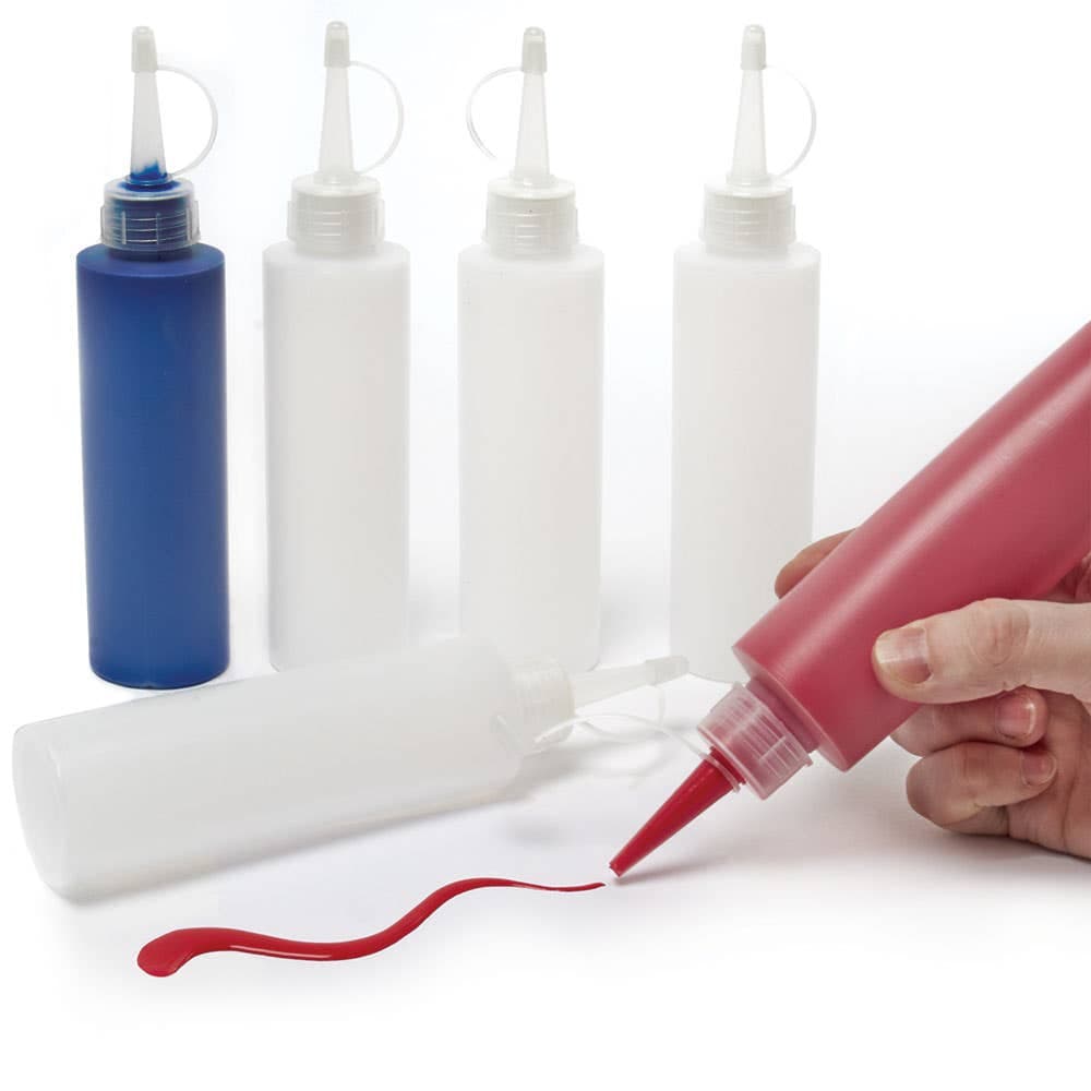 Needle Tip Squeeze Bottles (Pack of 6) Art Supplies, Art Materials, 19cm high, Holds 150ml Of Liquid