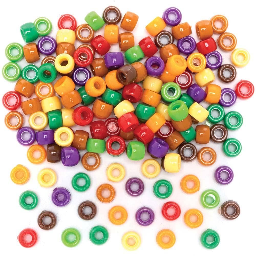 Autumn Colours Beads Value Pack (Pack of 600) 8 Colours, 6mm Diameter Plastic, Jewellery Making & Crafts