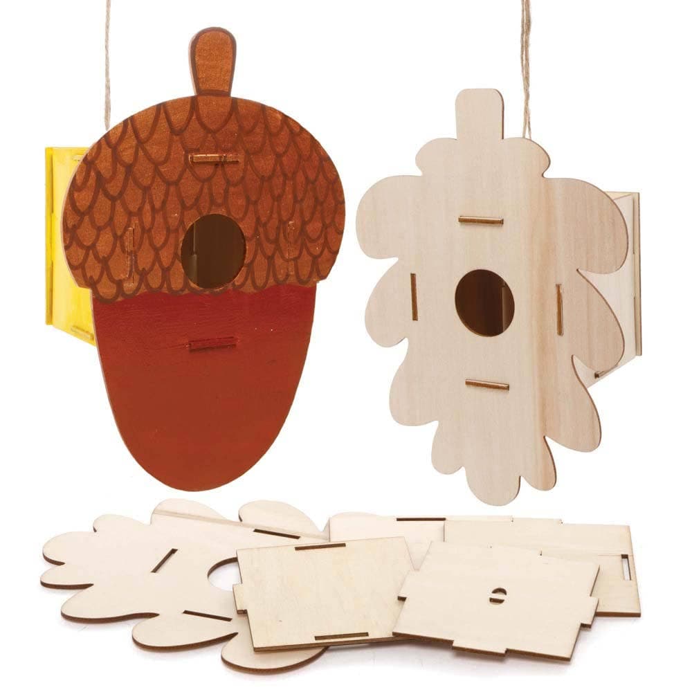 Autumn Wooden Bird House Kits (Pack of 2) Nature Craft Kits