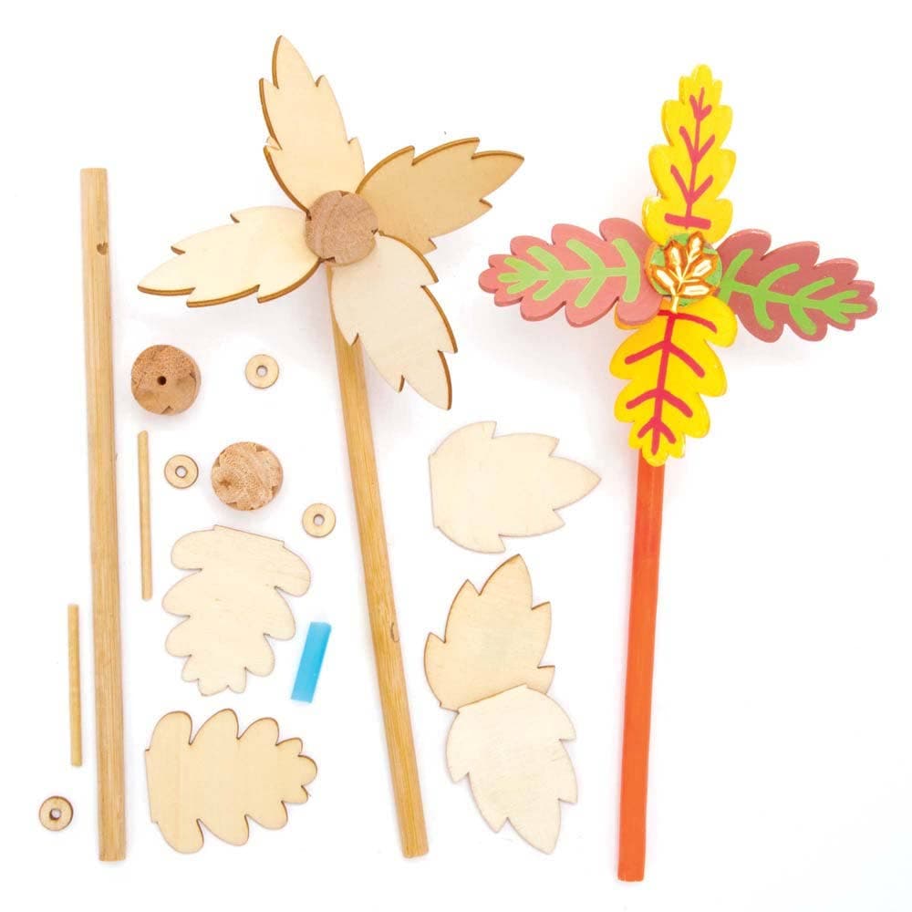 Autumn Wooden Windmill Kits (Pack of 4) Nature Craft Kits