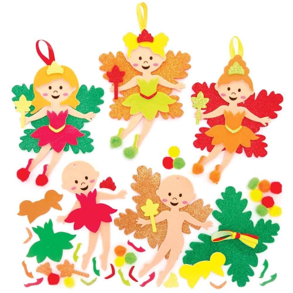 Autumn Fairy Mix & Match Decoration Kits (Pack of 8) Decoration Craft Kits 4 fairy colours - Orange, Red, Green & Light Green
