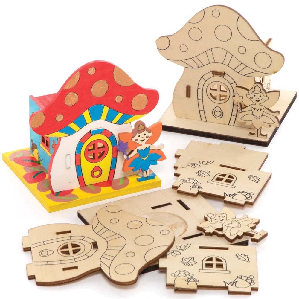 Fairy House Wooden Tealight Holder Kits (Pack of 3) Craft Kits For Kids