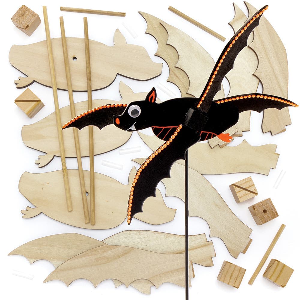 Bat Wooden Windmill Kits (Pack of 3) Halloween Crafts
