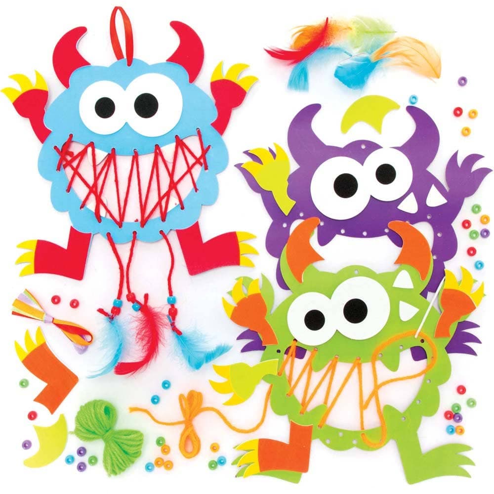 Monster Bunch Dreamcatcher Kits (Pack of 4) Decoration Craft Kits 4 monster colours - Purple, Blue, Orange & Green