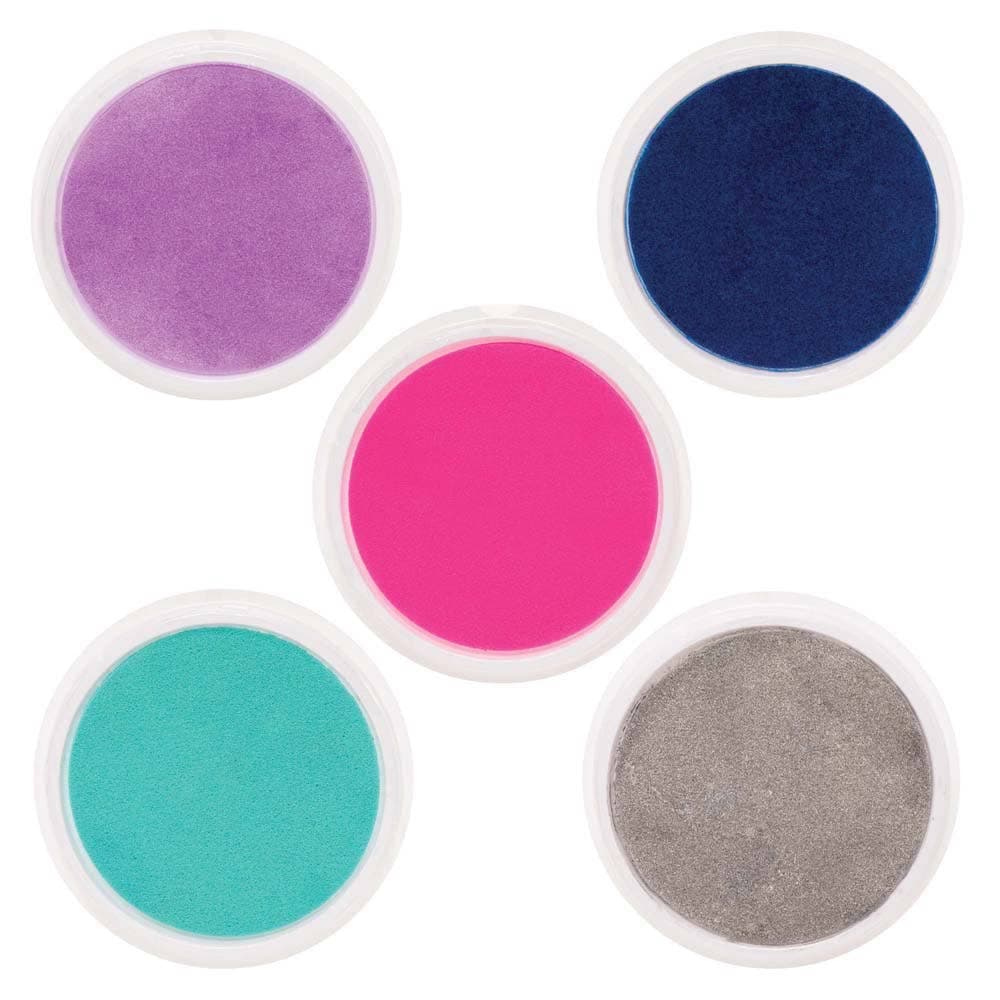 Winter Jumbo Paint Pads (Pack of 5) Art Supplies, Art Materials 5 colours - Light Blue, Dark Blue, Violet, Pink & Silver