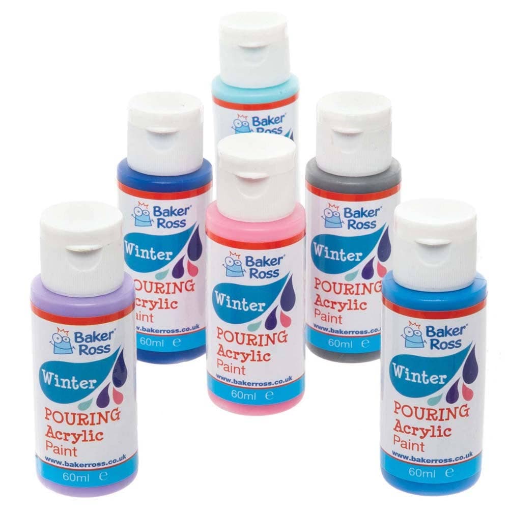 Winter Colours Magic Marbling Acrylic Paint Pack 60ml (Pack of 6) Pre-Mixed, Multi-Surface Paint, 6 Assorted Colours