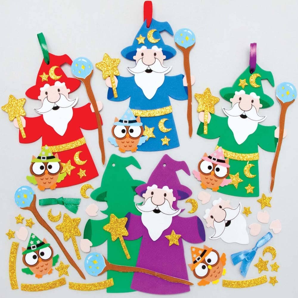 Wizard Mix & Match Decoration Kits (Pack of 8) Halloween Crafts 4 wizard colours - Green, Blue, Purple & Red