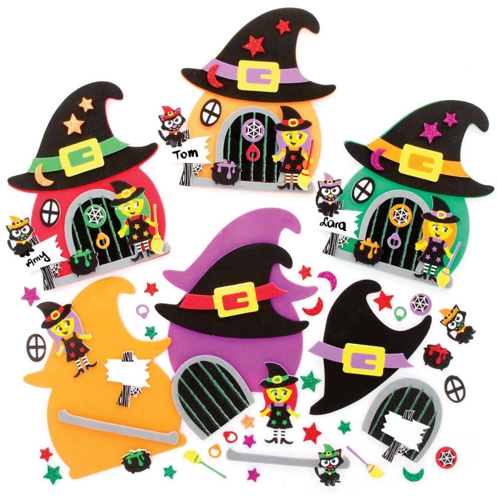 Witches Door Kits (Pack of 4) Halloween Crafts 4 colours - Green, Orange, Purple & Red