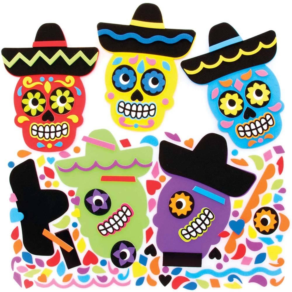 Day of the Dead Mix & Match Magnet Kits (Pack of 8) Halloween Crafts 8 colours - Orange, Green, Pink, Purple, Red, Blue, Light Blue & Yellow