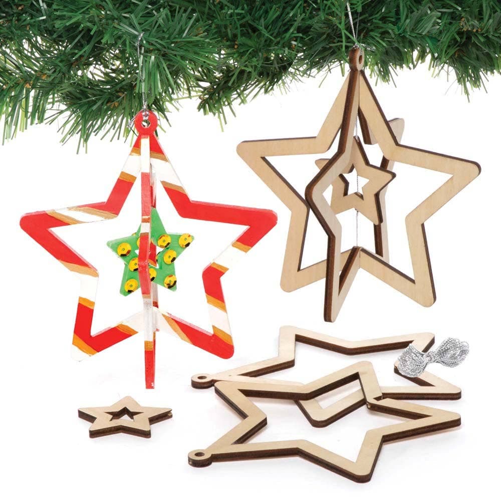 Star Wooden Spinning Decoration Kits (Pack of 4) Decoration Craft Kits