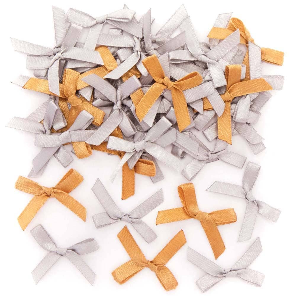 Gold & Silver Self-Adhesive Bows (Pack of 72) Craft Embellishments 2 colours - Gold & Silver