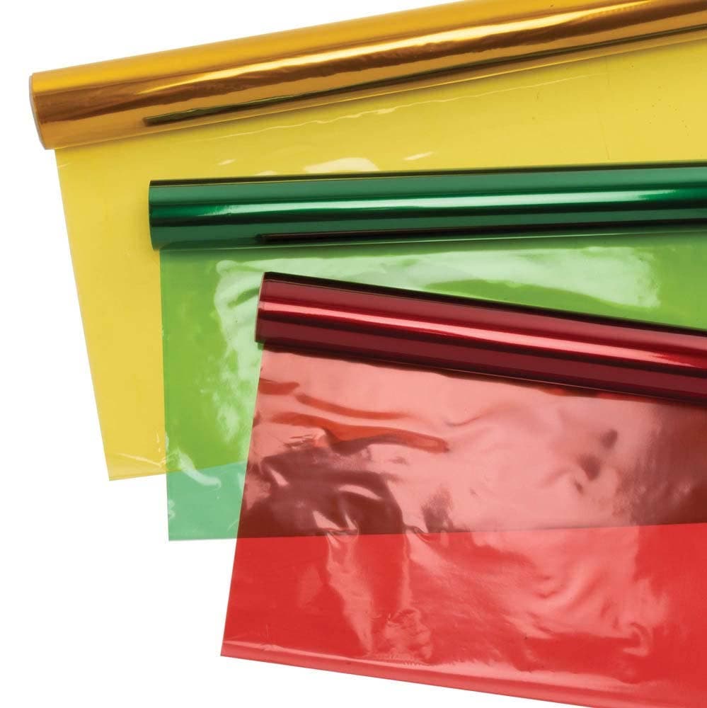 Cellophane Rolls Value Pack 3m x 50cm (Pack of 3) Christmas Craft Supplies 3 colours - Red, Green & Gold