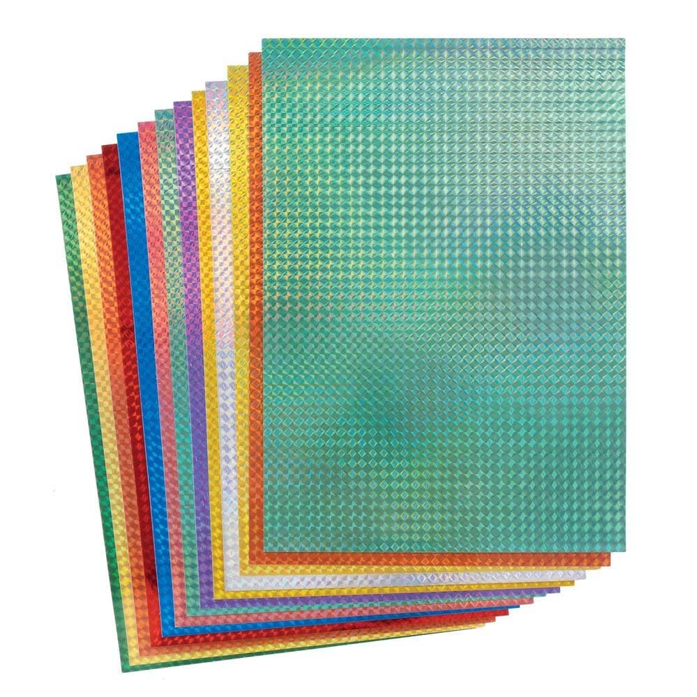 Holographic A4 Card 200gsm (Pack of 20) Paper & Card 10 colours - Silver, Gold, Green, Purple, Light Green, Dark Blue, Red, Pink, Yellow & Orange