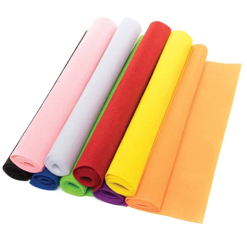Felt Rolls Bumper Value Pack (Pack of 10) 45cm x 100cm Sheet Size, Easy Cut, 10 Colours