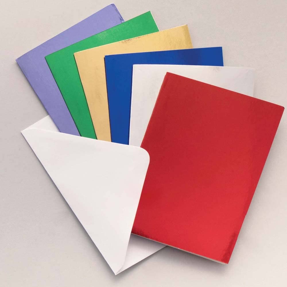 Christmas Metallic Greeting Cards (Pack of 12) Christmas Crafts 6 metallic colours - Silver, Gold, Green, Purple, Blue & Red