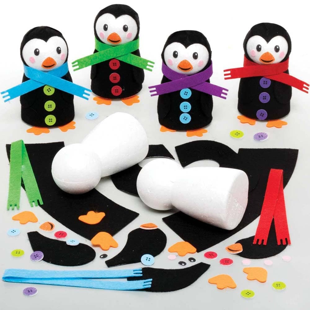Build a Penguin Kits (Pack of 4) Christmas Crafts 4 colours - Red, Blue, Green & Purple