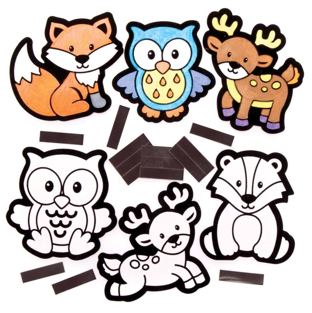 Woodland Animal Fuzzy Art Magnets (Pack of 15) Art Craft Kits
