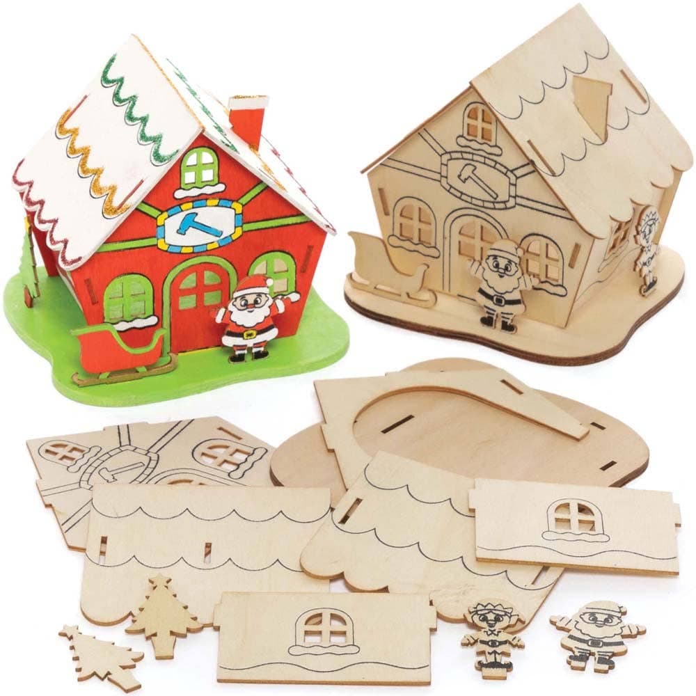 Santa's Workshop Wooden Tealight Holder Kits (Pack of 3) Christmas Crafts