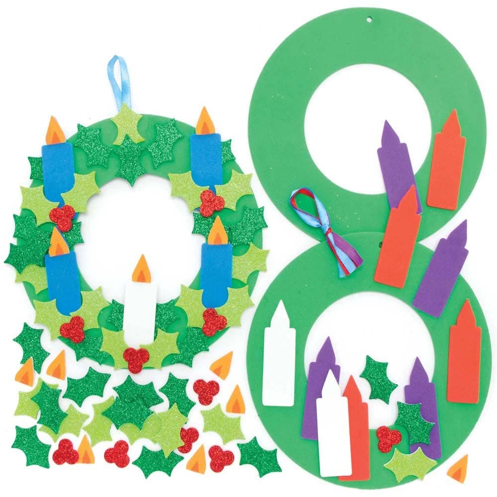 Advent Candle Wreath Kits (Pack of 3) Foam Christmas Craft Kit, No Glue Required, Hanging Decoration